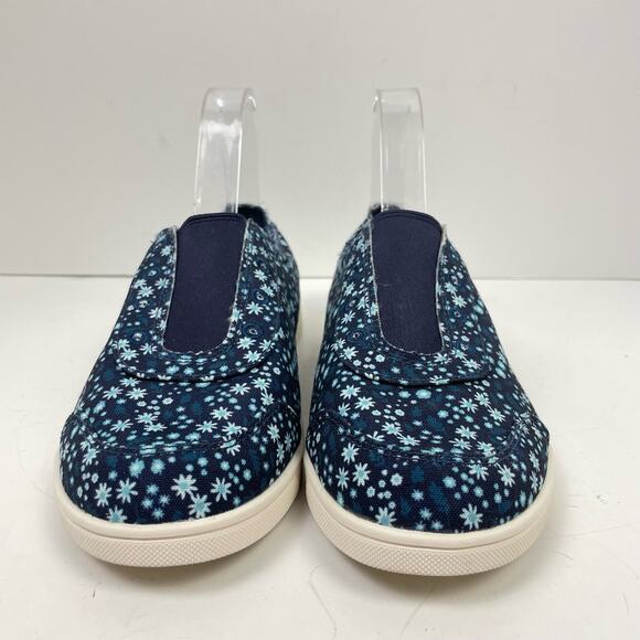 Spenco | 7.5 Wide Santa Maria Floral Navy Canvas Slip On Comfort Shoes - Picture 3 of 9